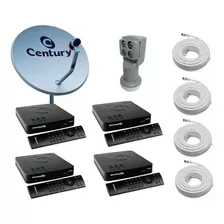 Antena Parabólica Banda Ku 60cm 4 Midiabox Century Lnbf Quad