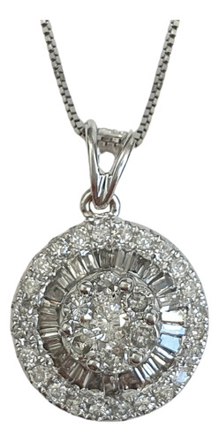 Pingente Pizza De Diamantes 0,43ct 11mm Ouro 18k 750 Branco