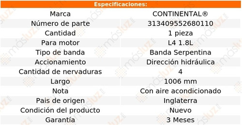 Banda 1006 Mm Acc Tracer L4 1.8l 91/94 Continental D/h Foto 5