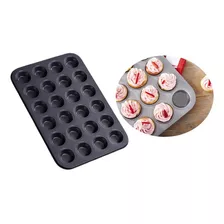 Molde X24 Mini Muffins Antiadherente Cupcakes Magdalenas Color Negro