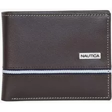 Billetera Nautica - Marron 100% Cuero Genuino - Hombres 