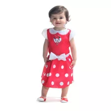 Fantasia Vestido Minnie Bebe Vermelho - Tamanho P (12 Meses)