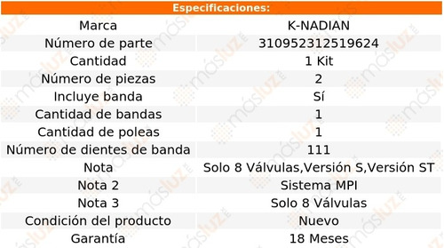Kit Distribucion Banda Fiat Albea L4 1.8l 09-11 K-nadian Foto 3