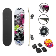 Skate Infantil 31'' Shape City C/ Kit Proteção E Bolsa Cor Rosa