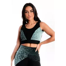 Cropped Estampado Com Detalhe Preto Busto