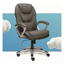 Serta - Office Chair Faux Leather And Mesh Light Gray