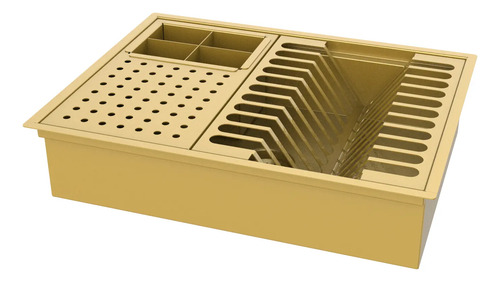 Escorredor De Embutir / Sobrepor Calha Inox Dourado 43x33cm Dourado