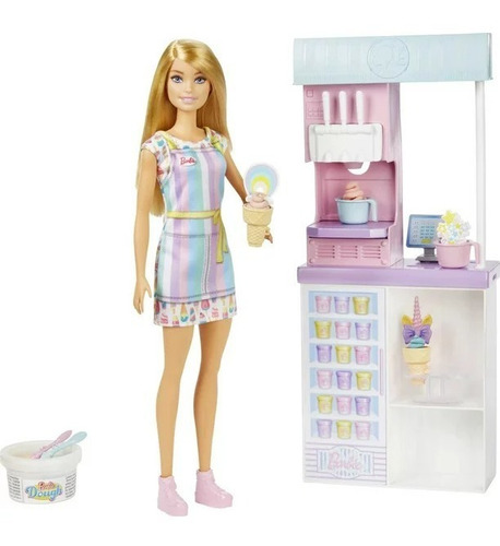 Barbie Con Heladería Y Funciones Reales Para Hacer Helados 