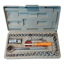 Caja De Herramientas Juego Llave Tubo Kit 40 Piezas Estuche.