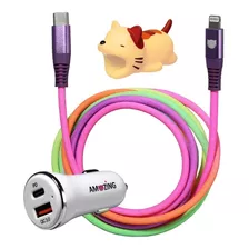 Cargador Para Auto Amazing De 18w + Cable Tipo-c A Lightnin