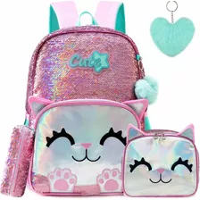 Mochila Escolar Glamour Para Niñas Alta Calidad 3 Piezas 