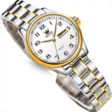 Relojes De Plata Y Oro Con Esfera Pequeña Para Mujer, Reloj 