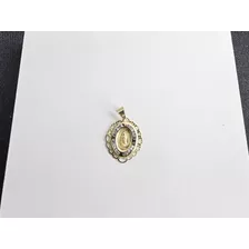 Medalla De Oro Amarillo 14k Zirconias Virgen De Guadalupe .1