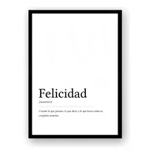 Poster Imprimible Felicidad Definicion Poster Decorativo