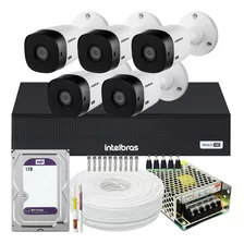 Kit Cftv Intelbras 5 Câmeras Vhl 1220 Full Hd 1008 1t Purple