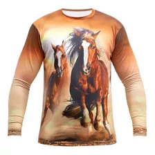 Jersey Caballos Manga Larga Sublimado Tela Fría