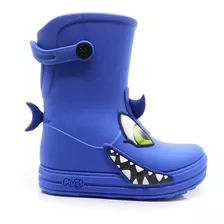 Galocha Bota Infantil Plugt Menino Menina Tubarão Azul