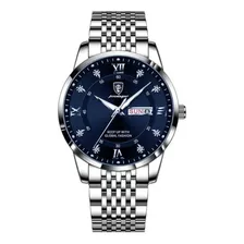 Reloj De Cuarzo Para Hombre Poedagar Silver Blue Pj9317