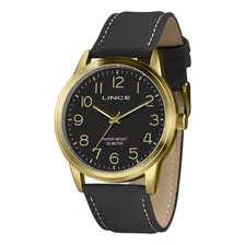 Relógio Lince Masculino Social Dourado Preto Original