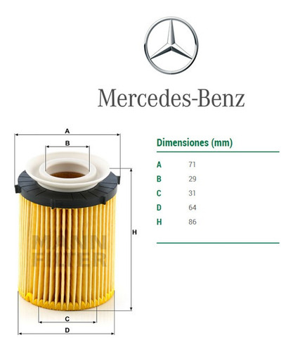 Filtro De Aceite Para Mercedes Benz C 180 1.6 Kompressor Foto 2