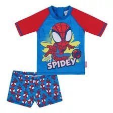 Traje De Baño Bebe Niño Set Uv Uv50+ Disney Spidey Azul M/co