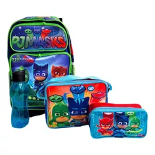 Combo Mochila Escolar Primaria Carro Lonchera Lapicera Niño Zombiess Plantas Pj Maskss Ninja