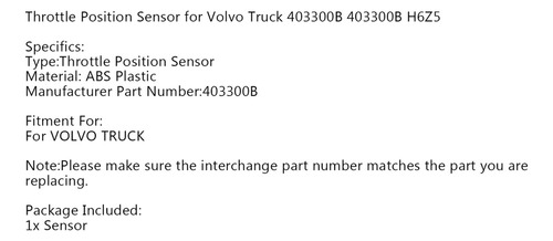 Sensor De Posicin Del Acelerador For Camin Volvo 403300b Foto 10