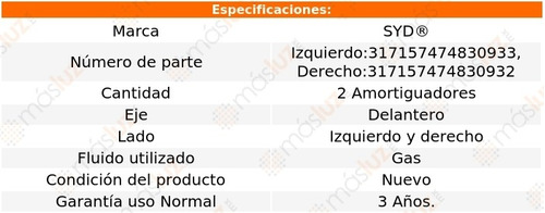 2- Amortiguadores Gas Delanteros Eclipse 2006/2012 Syd Foto 2