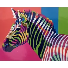 Tela Para Pintura Por Números 40x50cm. Zebra Psico 2021