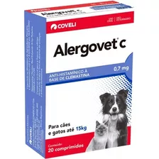 Alergovet C 0,7mg 20 Comp Para Gato Cachorro Ate 15kg Coveli