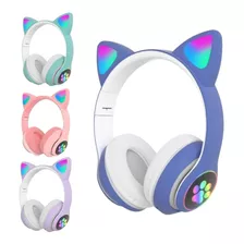 Headset Fone De Ouvido Bluetooth Led Orelha Gato Infantil Co
