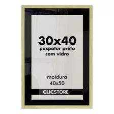 Moldura Quadro Paspatur Preto Vidro Retrato 30x40 Foto Sala Cor Carvalho