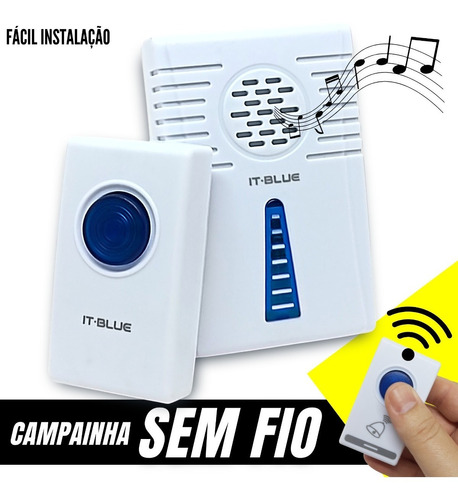 Campainha Residencial Wireless Sem Fio Resistente Água Wifi