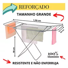 Varal De Chão Reforçado Alumínio Retrátil Com Abas Grande Portatil Dobravel Para Apartamento