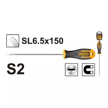 Destornillador Con Punta Plana Ingco Hs686150 Con Mango Ergonómico De Goma Y Plástico