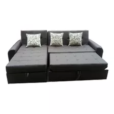 Sala Moderna Sofa Cama Con Baul, Puff Baul Y 3 Cojines