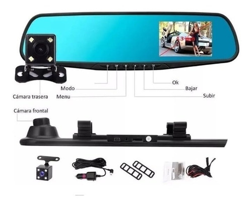 Espejo Retrovisor Con Dvr Y Cmara De Reversa Pantalla 4.3 Foto 3