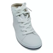 Tênis Moleca Feminino Napa Pele Strech Cano Alto Casual