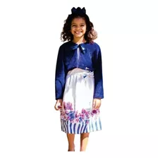 Bolero Casaquinho Infantil Pelúcia Luxo - Azul Marinho