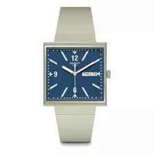 Reloj Swatch What If... Beige? Color De La Correa Beige Color Del Fondo Azul
