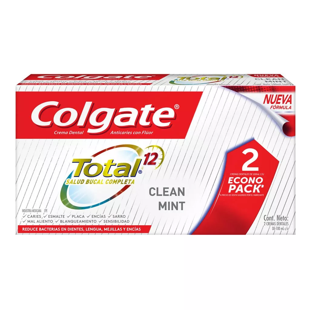 Pasta Dental Colgate Total 12 Clean Mint 100 ml Pack X 2 u