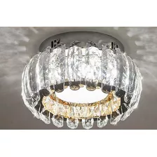 Lustre Plafon Led Cristal Legítimo K9 Semi-embutido De Luxo Cor Prateado