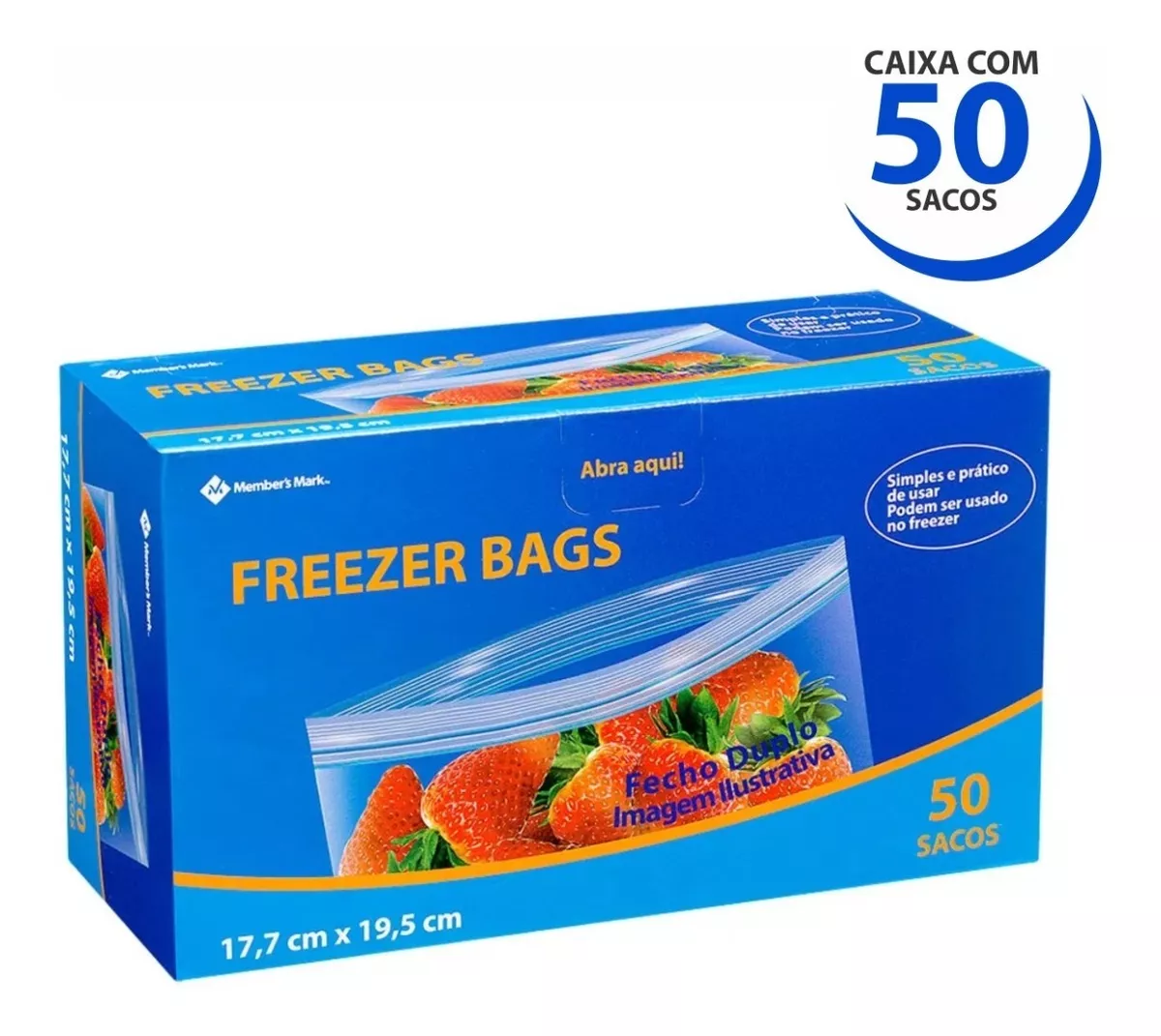 Sacos Bags P/ Congelar Alimentos 50un Tamanho Médio Zip Lock