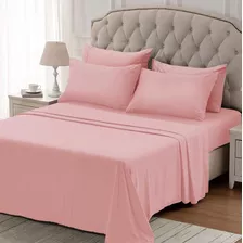 Juego De Sábanas Linea Blancaok Hotelera Onix Color Rosa Con Diseño Lisa Para Colchón De 200cm X 140cm X 30cm
