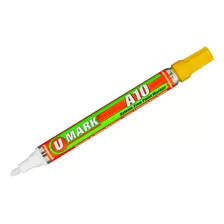  12 Marcadores Industriales U-mark A10 10ml Color Amarillo