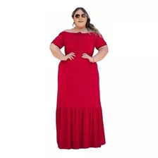 Vestido Longo Ciganinha Plus Size Babado Na Barra