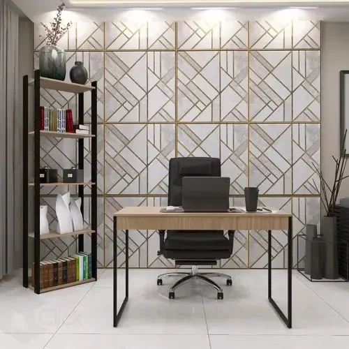 Estante Comoda 180cm Mesa P/ Escritório Diretor Vintange Marrom-claro