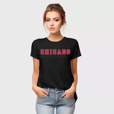 Camiseta Estampada Feminina Chicago Premium 100% Algodão
