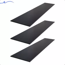 3 Prateleiras Mdf Preto 180x40 Dormitório Lavabo Escritorio