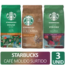 Cafe Starbucks Molido Tostado X3 Variedades 100% Arabica